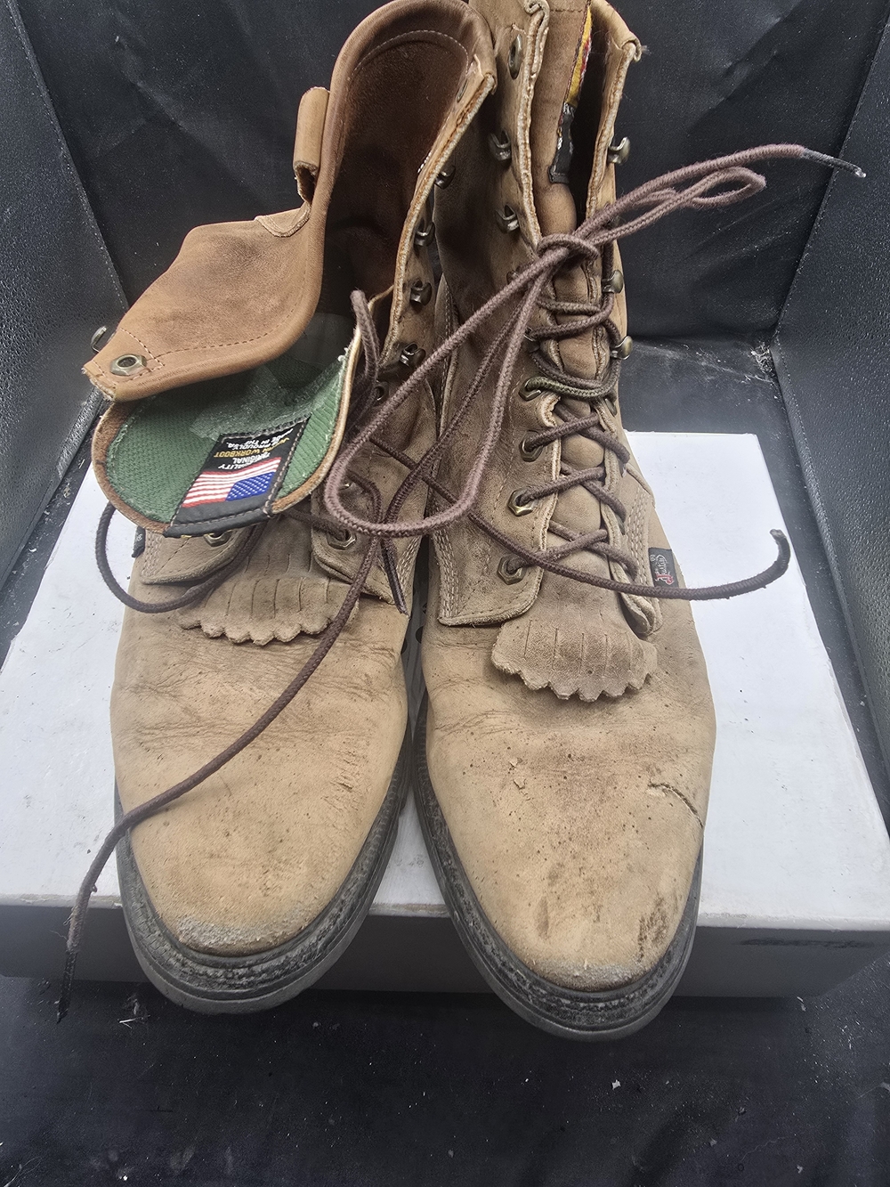 Justin Boots Tan Lace-Up Work Boots